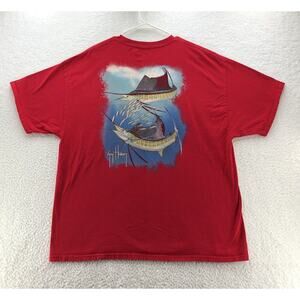 Guy Harvey T-Shirt Mens XL X-Large Red Marlin Fishing Outdoors Dad Wildlife‎